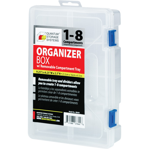 Boîte &agrave; compartiments en plastique, 6,25" la x 9,25" p x 2,2" h, 8 compartiments Auto-Cam