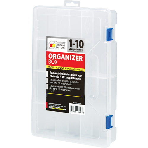 Boîte &agrave; compartiments en plastique, 7,75" la x 11,75" p x 2,2" h, 10 compartiments Auto-Cam