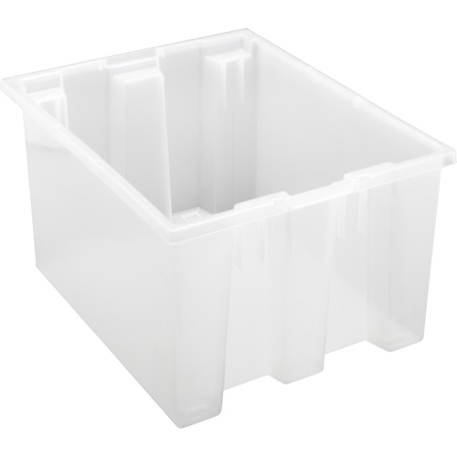 Heavy-Duty Stack & Nest Tote, 10" x 15.5" x 19.5", Clear Auto-Cam