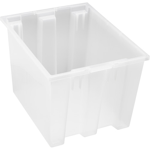 Heavy-Duty Stack & Nest Tote, 13" x 15.5" x 19.5", Clear Auto-Cam