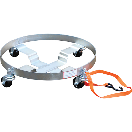 Multi-Tier Drum Dollies, Steel, 900 lbs. Capacity, 23-1/2" Diameter, Rubber Casters Auto-Cam