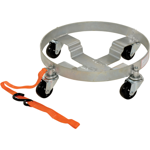Multi-Tier Drum Dollies, Steel, 900 lbs. Capacity, 19" Diameter, Rubber Casters Auto-Cam