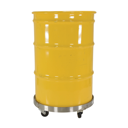Chariots pour barils, Acier inoxydable, Capacit&eacute;e 800 lb, Diam&egrave;tre 23-1/4", Roue en Caoutchouc Auto-Cam