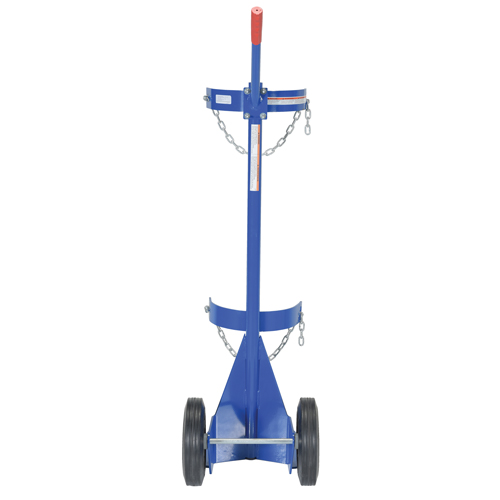 Gas Cylinder Cart, Rubber Wheels, 12" W x 15-1/2" L Base, 500 lbs. Auto-Cam