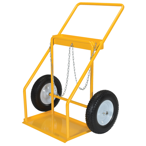 Gas Cylinder Cart, Rubber Wheels, 22" W x 14-1/8" L Base, 250 lbs. Auto-Cam
