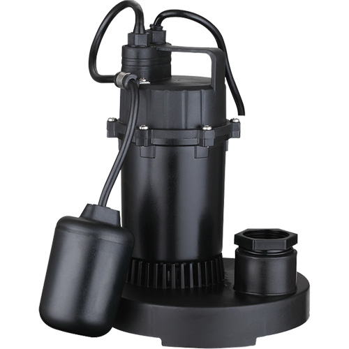 Thermoplastic Submersible Sump Pump, 2560 GPH, 115 V, 4.6 A, 1/3 HP Auto-Cam