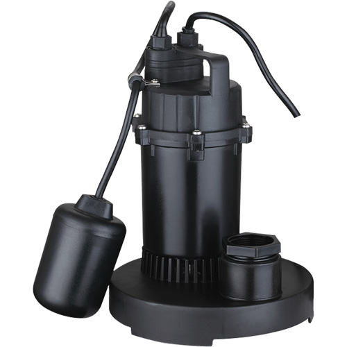 Thermoplastic Submersible Sump Pump, 2560 GPH, 115 V, 4.6 A, 1/3 HP Auto-Cam