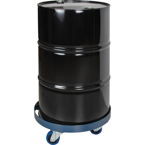 Drum Dolly, Steel, 1400 lbs. Capacity, 24" Diameter, Blue Elastic Casters Auto-Cam