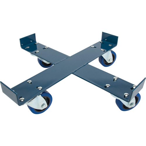 Drum Dolly, Steel, 1400 lbs. Capacity, 24" Diameter, Blue Elastic Casters Auto-Cam