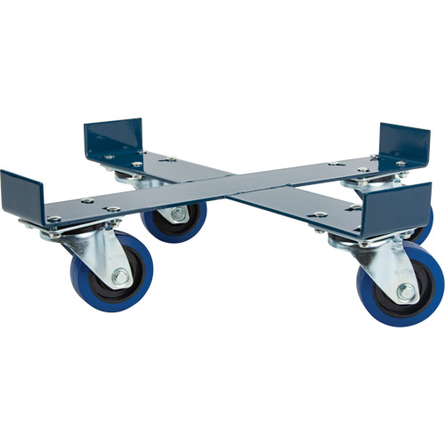 Drum Dolly, Steel, 1400 lbs. Capacity, 24" Diameter, Blue Elastic Casters Auto-Cam