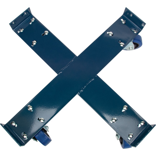Drum Dolly, Steel, 1400 lbs. Capacity, 24" Diameter, Blue Elastic Casters Auto-Cam