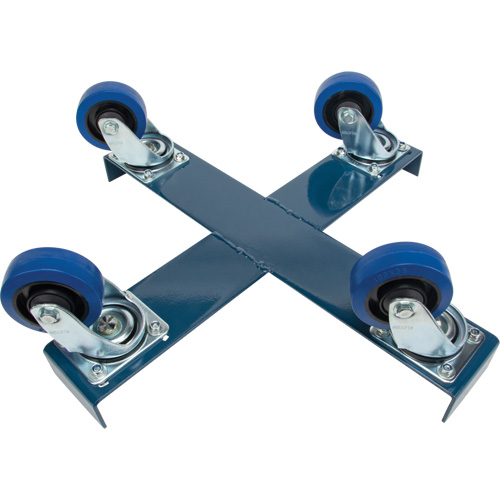 Drum Dolly, Steel, 1400 lbs. Capacity, 24" Diameter, Blue Elastic Casters Auto-Cam