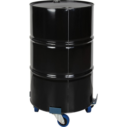 Drum Dolly, Steel, 1400 lbs. Capacity, 24" Diameter, Blue Elastic Casters Auto-Cam