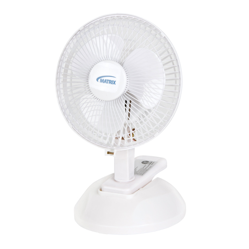 Clip-On & Desk Fan, 6" Diameter, 2 Speeds Auto-Cam