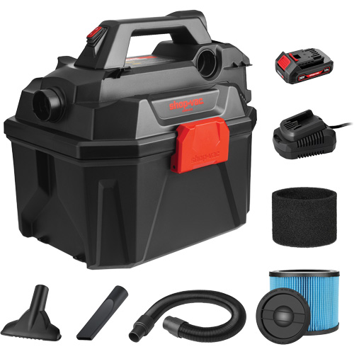 Cordless Wet/Dry Vacuum, 20 V, 2 Gal. Capacity Auto-Cam