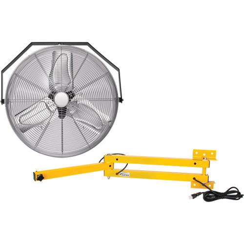 Trousse de ventilateur pour poste de travail industriel avec bras double verrouillable, Industriel, Dia 24", 3 vitesses Auto-Cam