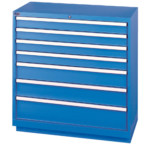 Armoires de rangement avec tiroirs, 7 tiroirs, 40-1/4" la x 22-1/2" p x 41-3/4" h, Bleu brillant Auto-Cam