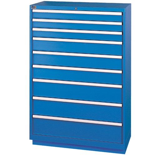 Drawer Cabinets, 9 Drawers, 40-1/4" W x 22-1/2" D x 59-1/2" H, Bright blue Auto-Cam
