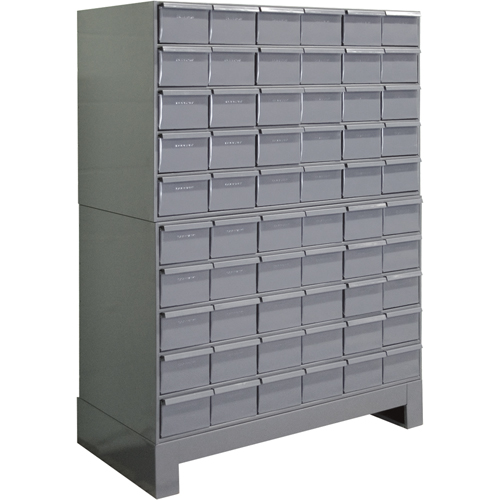 Industrial Drawer Cabinets With Base, 60 Drawers, 34-1/8" W x 12-1/4" D x 48-1/8" H, Grey Auto-Cam
