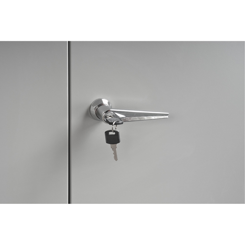 Cabinet Style Shop Desk, 34-1/2" W x 30" D x 53" H, Grey Auto-Cam