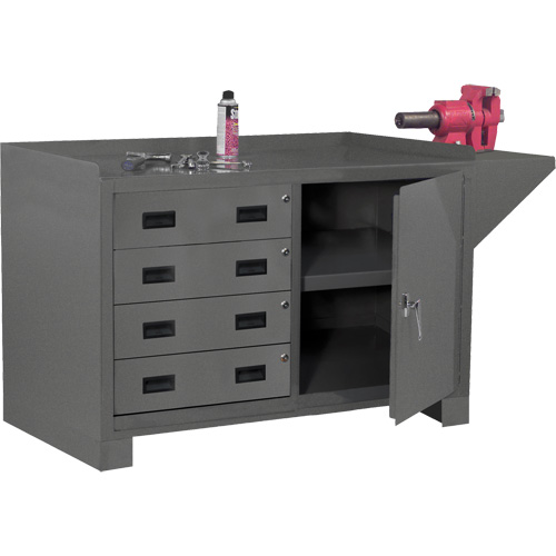 Stationary Workstation, Steel Surface, 60-1/8" W x 24-1/4" D x 36-1/4" H Auto-Cam