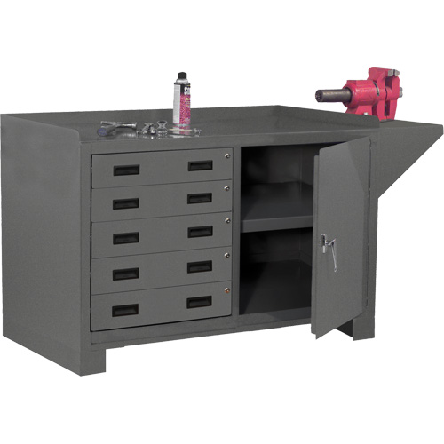 Stationary Workstation, Steel Surface, 60-1/8" W x 24-1/4" D x 36-1/4" H Auto-Cam