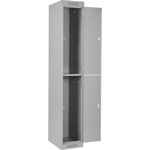 Clean Line Lockers, 2 -tier, Bank of 4, 48" x 18" x 72", Steel, Grey, Rivet (Assembled) Auto-Cam