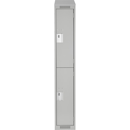 Clean Line Lockers, 2 -tier, 12" x 18" x 78", Steel, Grey, Rivet (Assembled) Auto-Cam