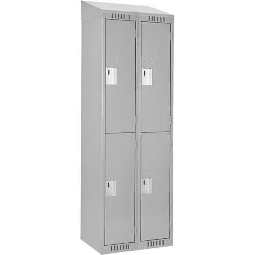 Clean Line Lockers, 2 -tier, Bank of 2, 24" x 18" x 78", Steel, Grey, Rivet (Assembled) Auto-Cam