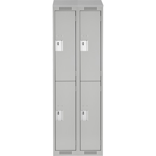 Clean Line Lockers, 2 -tier, Bank of 2, 24" x 18" x 78", Steel, Grey, Rivet (Assembled) Auto-Cam