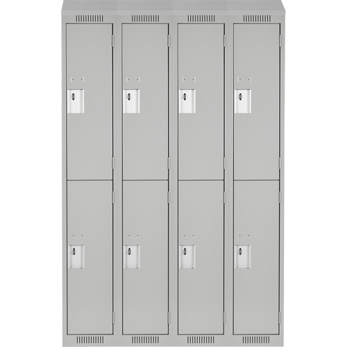 Clean Line Lockers, 2 -tier, Bank of 4, 48" x 18" x 78", Steel, Grey, Rivet (Assembled) Auto-Cam