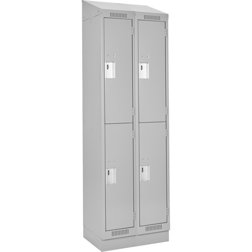 Clean Line Lockers, 2 -tier, Bank of 2, 24" x 18" x 82", Steel, Grey, Rivet (Assembled) Auto-Cam
