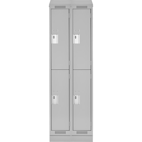 Clean Line Lockers, 2 -tier, Bank of 2, 24" x 18" x 82", Steel, Grey, Rivet (Assembled) Auto-Cam