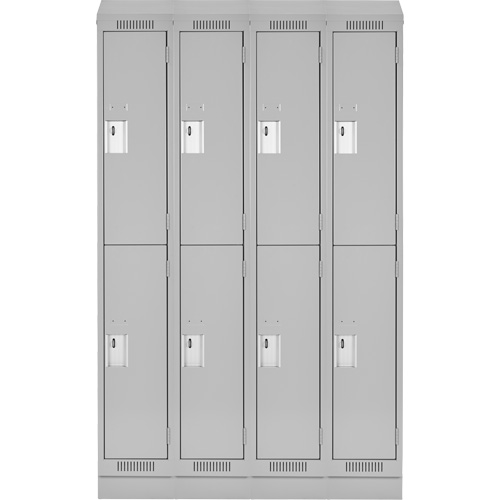 Clean Line Lockers, 2 -tier, Bank of 4, 48" x 18" x 82", Steel, Grey, Rivet (Assembled) Auto-Cam