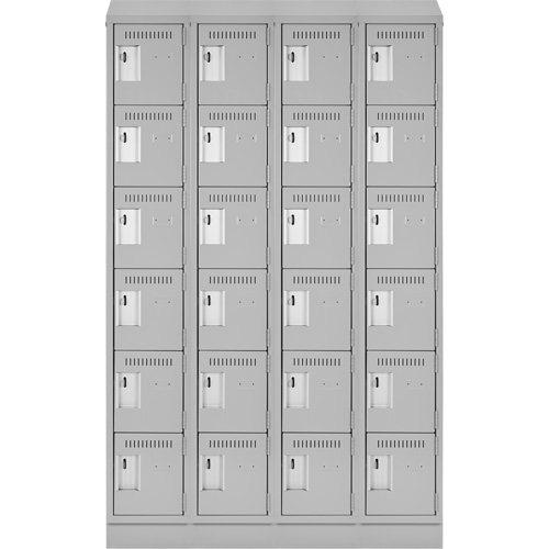 Clean Line Lockerette, 6 -tier, Bank of 4, 48" x 18" x 82", Steel, Grey, Rivet (Assembled) Auto-Cam