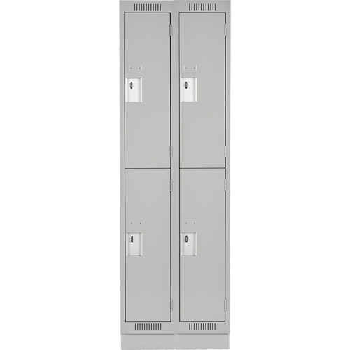 Clean Line Lockers, 2 -tier, Bank of 2, 24" x 18" x 76", Steel, Grey, Rivet (Assembled) Auto-Cam