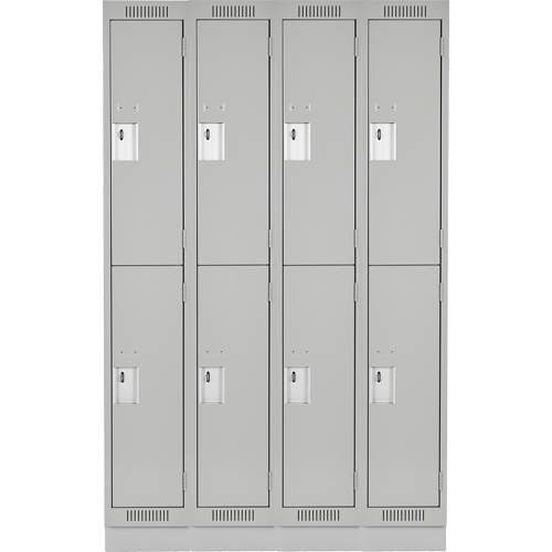 Clean Line Lockers, 2 -tier, Bank of 4, 48" x 18" x 76", Steel, Grey, Rivet (Assembled) Auto-Cam