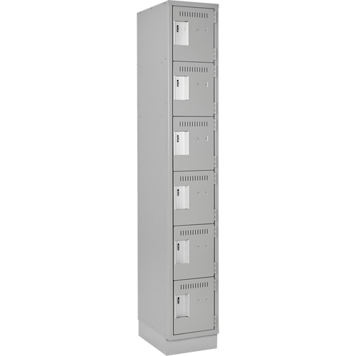 Clean Line Lockerette, 6 -tier, 12" x 18" x 76", Steel, Grey, Rivet (Assembled) Auto-Cam