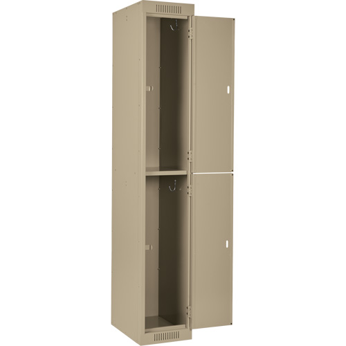 Clean Line Lockers, 2 -tier, Bank of 4, 48" x 18" x 72", Steel, Beige, Rivet (Assembled) Auto-Cam