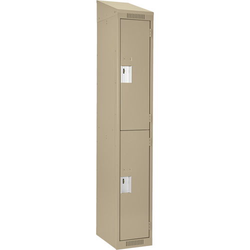 Casiers Clean Line, 2 niveaux, 12" x 18" x 78", Acier, Beige, Rivet (assembl&eacute;) Auto-Cam