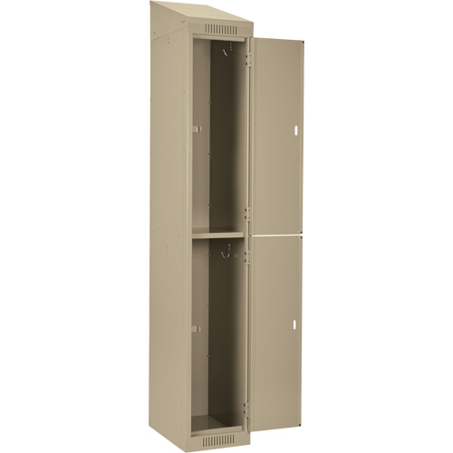 Clean Line Lockers, 2 -tier, Bank of 4, 48" x 18" x 78", Steel, Beige, Rivet (Assembled) Auto-Cam