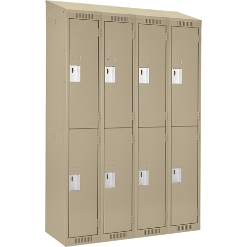 Clean Line Lockers, 2 -tier, Bank of 4, 48" x 18" x 78", Steel, Beige, Rivet (Assembled) Auto-Cam