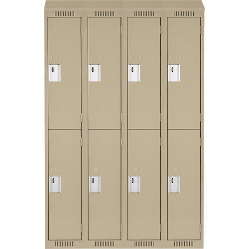 Clean Line Lockers, 2 -tier, Bank of 4, 48" x 18" x 78", Steel, Beige, Rivet (Assembled) Auto-Cam