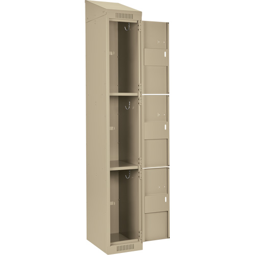 Clean Line Lockers, 3 -tier, Bank of 4, 48" x 18" x 78", Steel, Beige, Rivet (Assembled) Auto-Cam