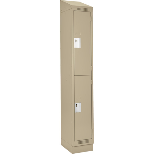 Clean Line Lockers, 2 -tier, 12" x 18" x 82", Steel, Beige, Rivet (Assembled) Auto-Cam