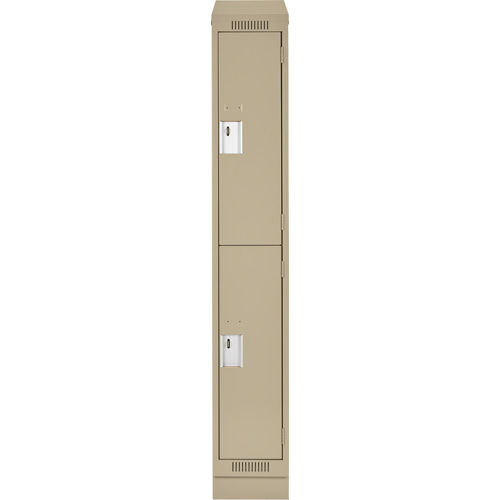 Clean Line Lockers, 2 -tier, 12" x 18" x 82", Steel, Beige, Rivet (Assembled) Auto-Cam