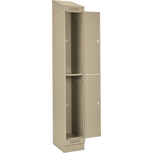 Clean Line Lockers, 2 -tier, Bank of 4, 48" x 18" x 82", Steel, Beige, Rivet (Assembled) Auto-Cam