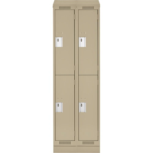 Clean Line Lockers, 2 -tier, Bank of 2, 24" x 18" x 82", Steel, Beige, Rivet (Assembled) Auto-Cam