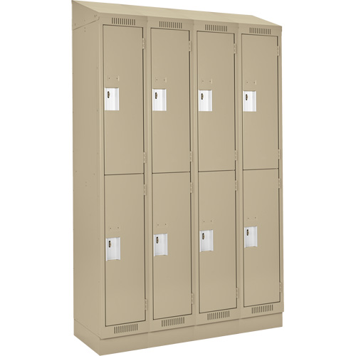 Clean Line Lockers, 2 -tier, Bank of 4, 48" x 18" x 82", Steel, Beige, Rivet (Assembled) Auto-Cam