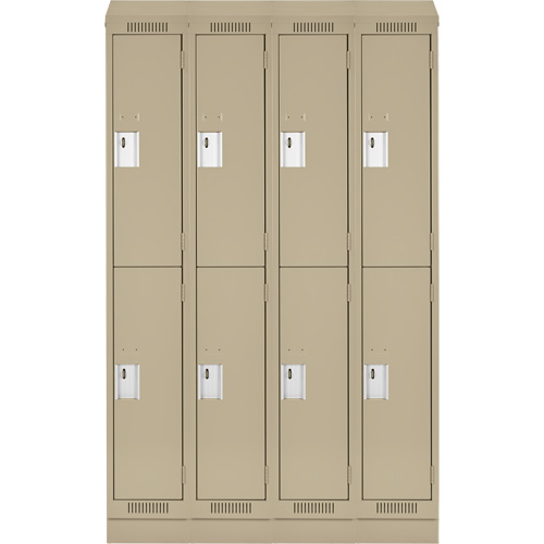 Clean Line Lockers, 2 -tier, Bank of 4, 48" x 18" x 82", Steel, Beige, Rivet (Assembled) Auto-Cam